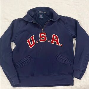 Polo by Ralph Lauren Blue USA Zip-Up Sweater